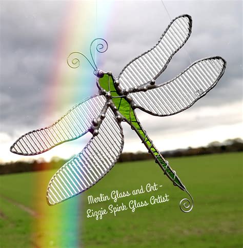 Green Dragonfly with iridescent wings - Made to order | Merlin Glass ...