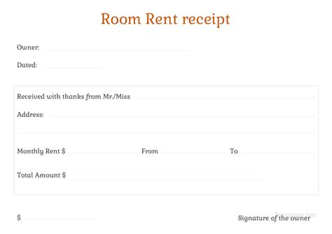 Monthly Room Rent Receipt Template In Microsoft Word