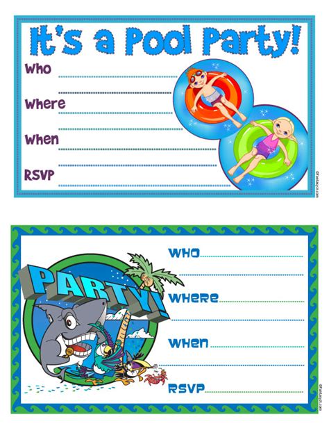 Printable Pool Party Invitations | Woo! Jr. Kids Activities