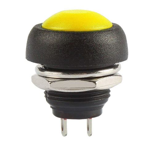 Yellow Waterproof PBS 33B 12MM 2PIN Self Reset Mini Round Push Button