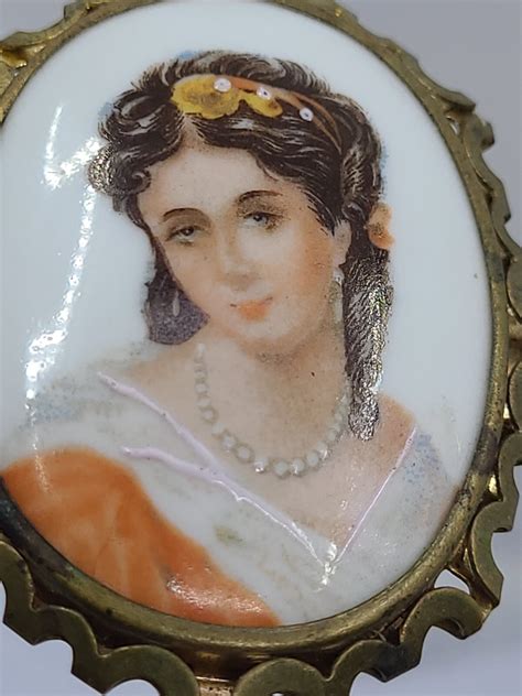 Antique Large Bronze 2” Framed Hand Painted Portrait. - Gem