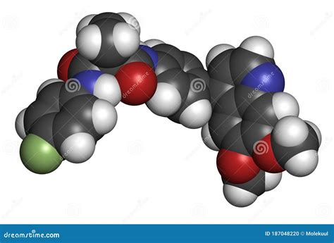 Cabozantinib Cancer Drug Molecule. Inhibitor of C-Met and VEGFR2 ...