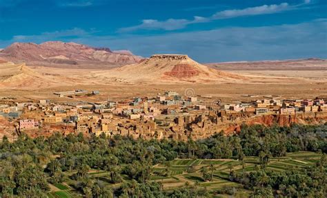 Kasbah Town And Oasis In Atlas Mountains Morocco Stock Image Image Of