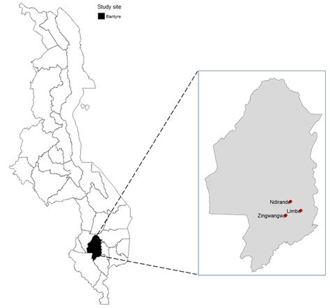 The Map Of Blantyre Shows Locations By Longitude And Download