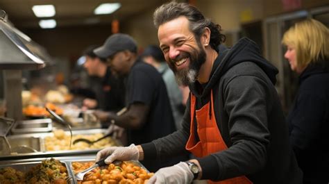 Premium Photo | People Volunteering At A Homeless Shelter Background