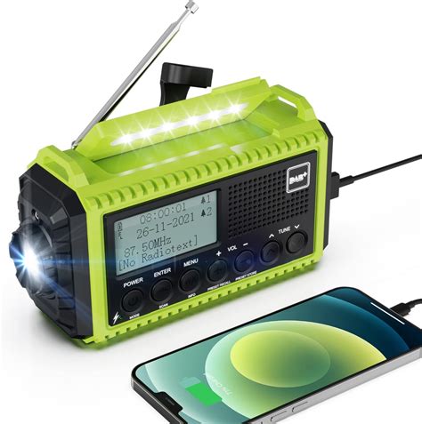 Radio Réveil Portable DAB DAB FM Solaire et Manivelle 5000mAh