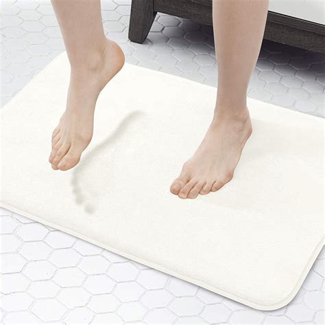 Walensee Extra Thick Memory Foam Bath Runner Rug 24x60 Ivory Non Slip