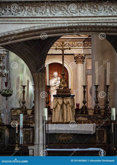 Ancient Sculpture in One of the Churches of Paris. Antique Art Stock