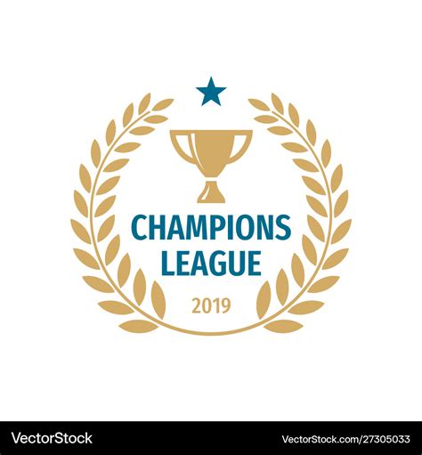 Champions league badge logo design gold cup icon Vector Image