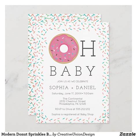 Modern Donut Sprinkles Baby Shower Invitation Card Zazzle