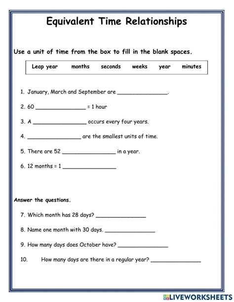 Measuring And Time Worksheets For Year Age Urbrainy