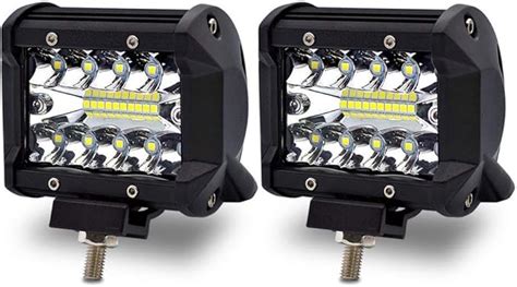 LncBoc LED Pods Light Bar 4 Inch 60W 6000Lm Triple Row Waterproof Spot