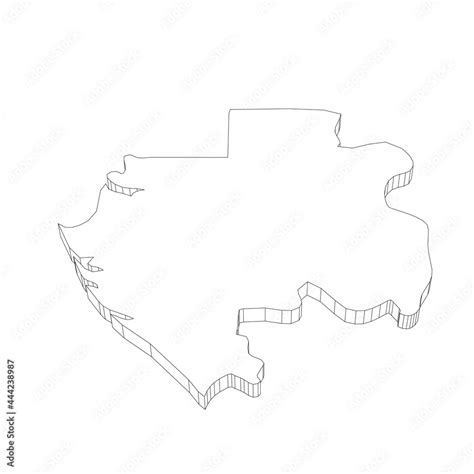 Gabon D Black Thin Outline Silhouette Map Of Country Area Simple