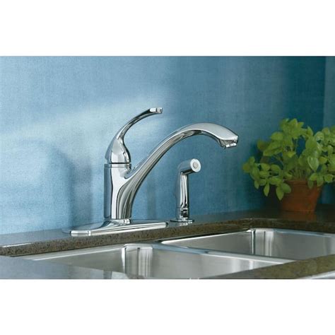 Kohler Forte Single Handle Standard Kitchen Faucet With Side Sprayer In Polished Chrome K 10412