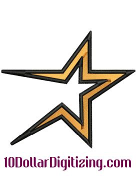 Houston Astros Star Logo Embroidery File Design Pattern Dst Pes Jef Exp