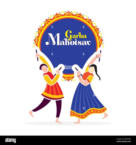 Illustration Of Garba And Dandiya Night In Shubh Navratri Celebration