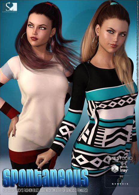 Spontaneous For Fashion Blizz Boat Neck Sweater D Models For Daz