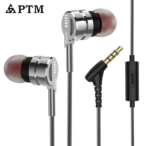 Earphone Headphones Ptm D Metal Stereo Headset With Mic Earphones