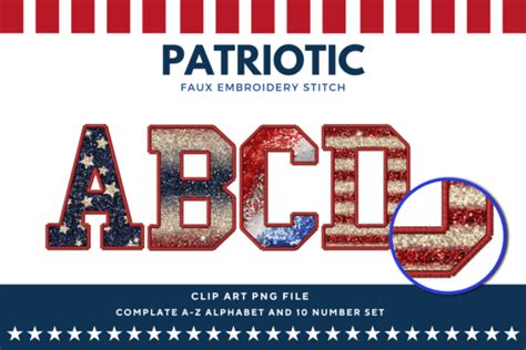 Varsity Patriotic Faux Embroidery Stitch Graphic By Paepaeshop