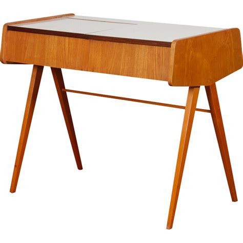 Bureau Vintage En Bois Et Formica Tch Coslovaquie