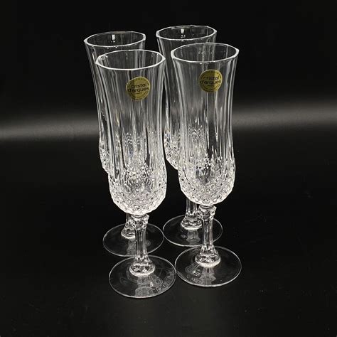 Set Of 4 Vintage Cristal Darques Longchamps Glasses Champagne Flute Mimosas Wedding Lead