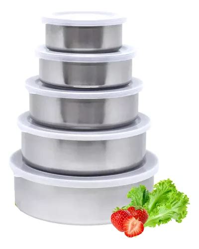 Conjunto De Tigelas Bowls Pote Vasilha Inox Tampa Jogo 5 Pcs MercadoLivre