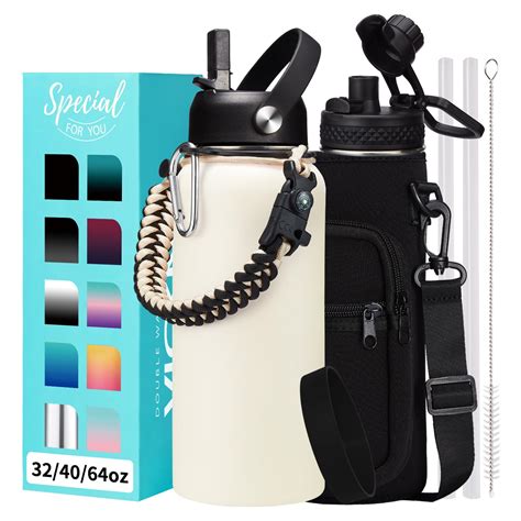 Amazon Oz Insulated Water Bottle With Straw Chug Lid Cold H Hot H Stainless