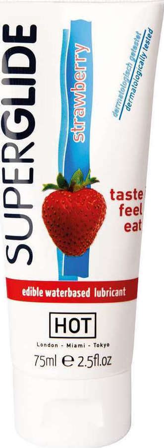 HOT Superglide Edible Water Based Lubricant Λιπαντικό Gel Strawberry 75ml Skroutz gr