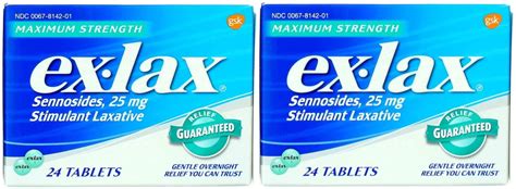 Ex Lax Pills Maximum Strength Stimulant Laxative 24 Ea Pack Of 2