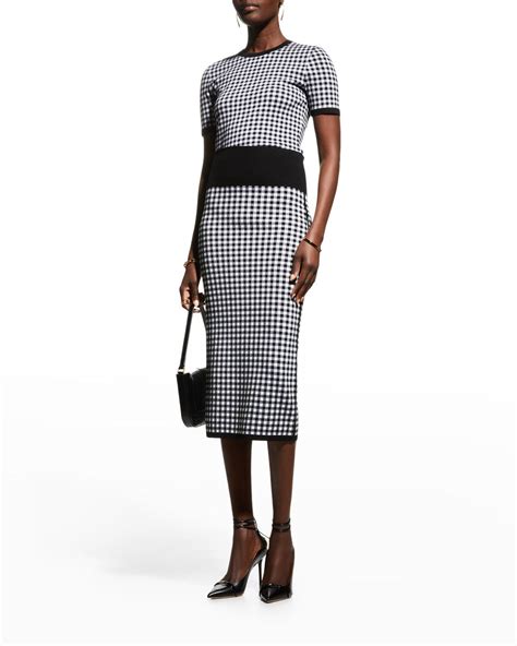 Buy Michael Kors Gingham Knit Pencil Skirt At 55 Off Editorialist