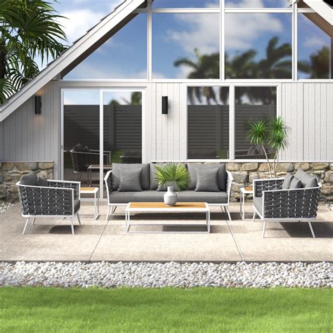 Modway Stance 6 Piece Outdoor Patio Aluminum Sectional Sofa Set Wayfair