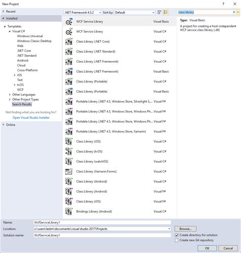 Which Class Library Project To Go In Visual Studio 2015201720192022