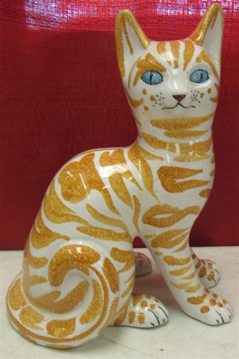 Sold At Auction Large Made In Italy Majolica Art Pottery Cat Figurine