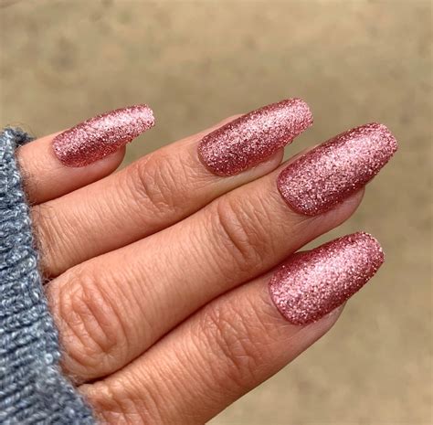 Pink Glitter Medium Coffins Press On Nails Fake False Glue On Etsy