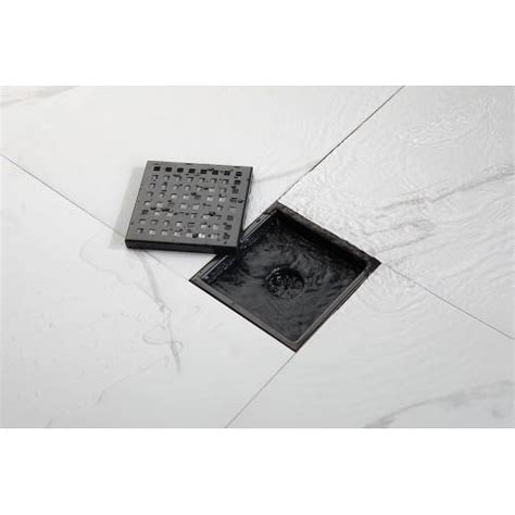 6 Inch Square Shower Floor Drain,with Removable Cover Grid Grate, SUS 304 Stainless Steel ...