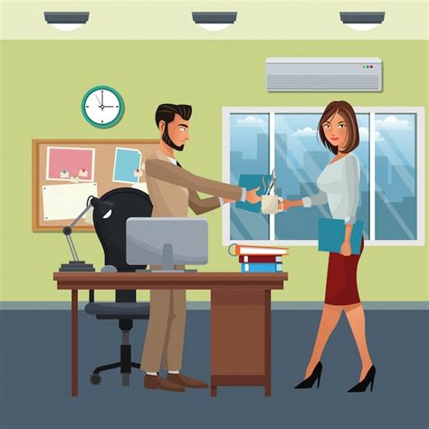 Premium Vector Business Characters In Office Scene