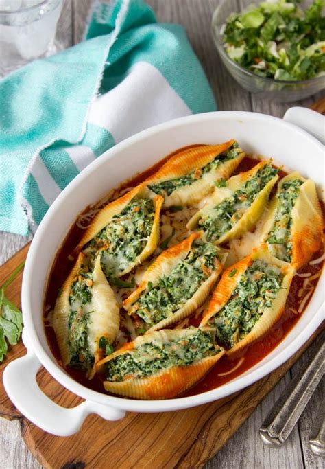 Spinach Cheese Stuffed Pasta Shells Simple Healthy Kitchen