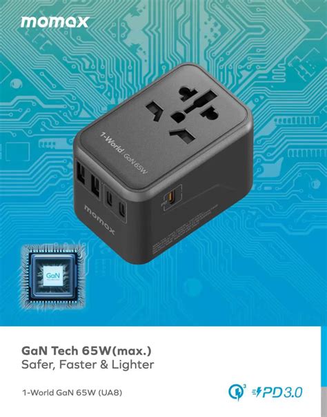 Momax Ua World W Gan Travel Adapter Harbar