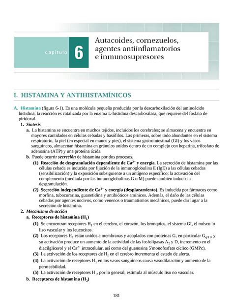 Analgesicos Y Antiinflamatorios I Histamina Y Antihistam Nicos A