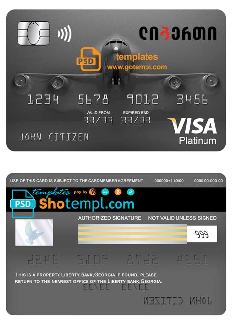 Georgia Liberty Bank Visa Platinum Card Fake Template In PSD Format