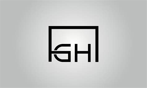 Letter GH logo design. GH logo with square shape in black colors vector free vector template ...