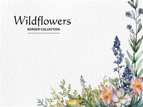 Watercolor Wildflowers Border Clipart Bundle Watercolor Wildflower ...