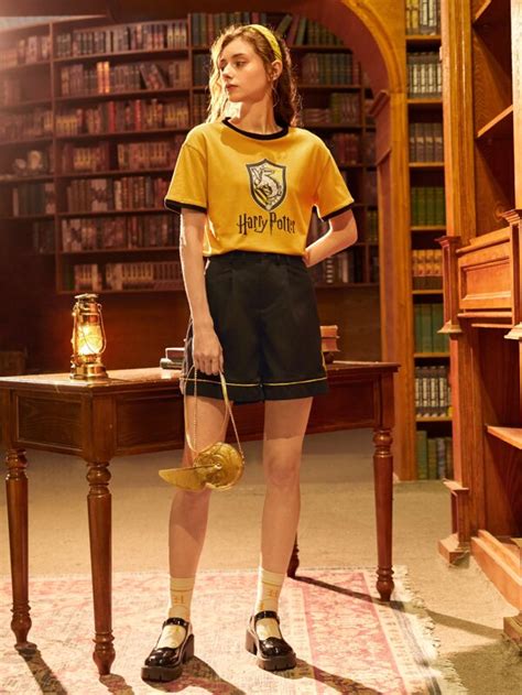 Harry Potter X Shein Letter Cartoon Graphic Drop Shoulder Tee Shein Uk