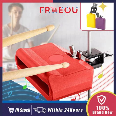 Bicolor Cowbell Midium Size Red Blue Jam Block With Mount For Drum Set