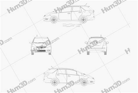 Honda Fit (Jazz) Shuttle 2015 Blueprint - 3DModels.org