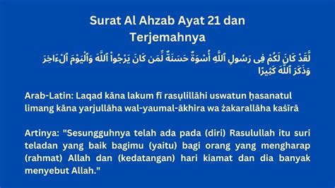 Surat Al Ahzab Ayat 21 Arab Latin Dan Terjemahnya