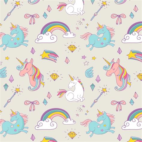 Premium Vector The Magic Hand Drawn Pattern With Unicorn Rainbow