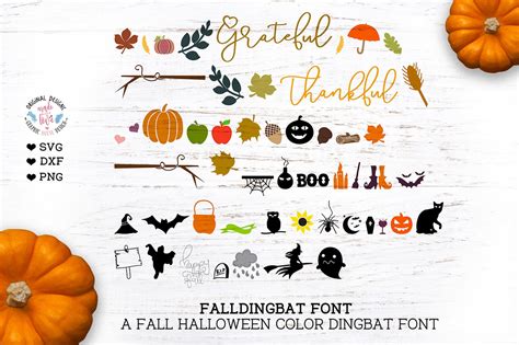 Fall Halloween Dingbat Color Font Dingbat Font Autumn Font | Etsy