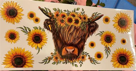 Highland Cow with Sunflowers – pinkheartcollc