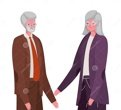 Senior Woman And Man Cartoons Vector Design Stock Vector Illustration